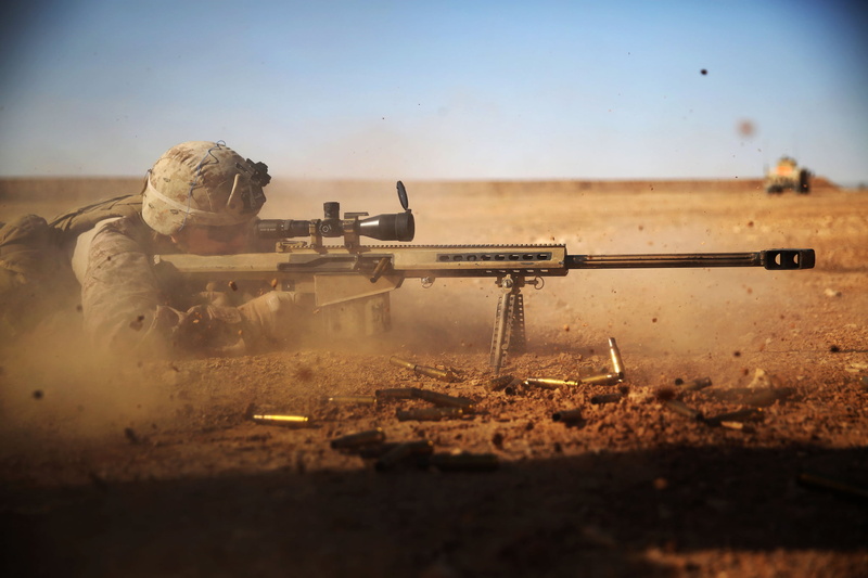 sniper, optics, sleeve, sky, outdoors, dust, military, Barret, selective focus, fighting, armed forces, nature, one person, conflict, government, weapon