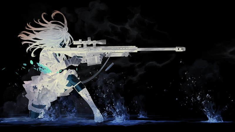 Barret 50., 1080P, smoke - physical structure, nature, black background, splashing, water, studio shot, blurred motion, one person, gun, art and craft