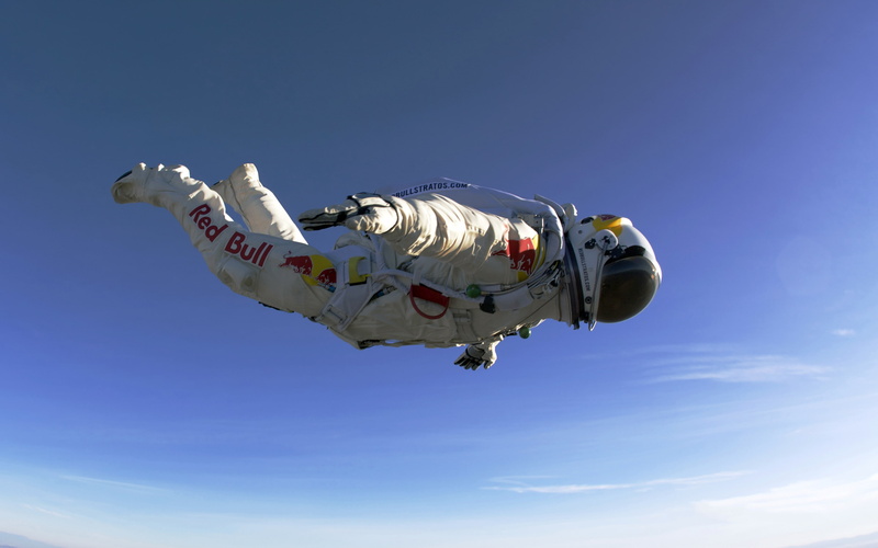 4K, red bull backgrounds, jumping, suit, paratrooper, Download 3840x2400 Paratrooper, flying