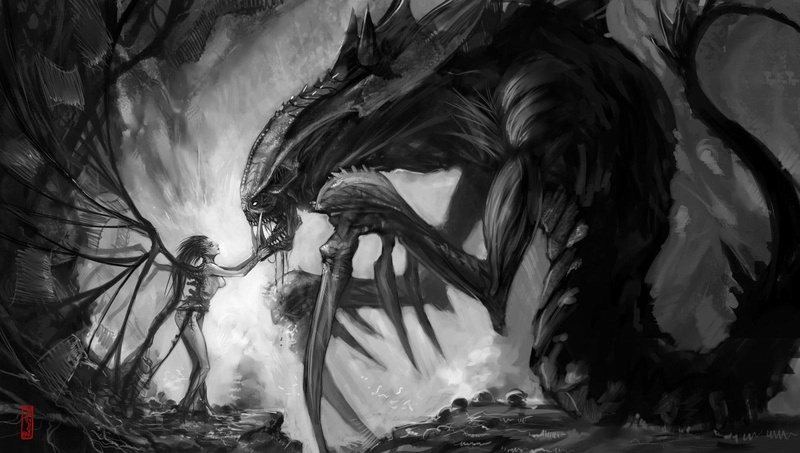 artwork, ii, zerg, hd, hydralisk, 720P, art, games, x, monochrome, kerrigan, starcraft, Video Games, video