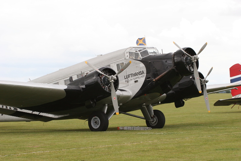 auntie ju, propeller, wheel, england, airplane, military, mode of transportation, stationary, air Force, ju52, airshow, aviation, lufthansa, plane, government