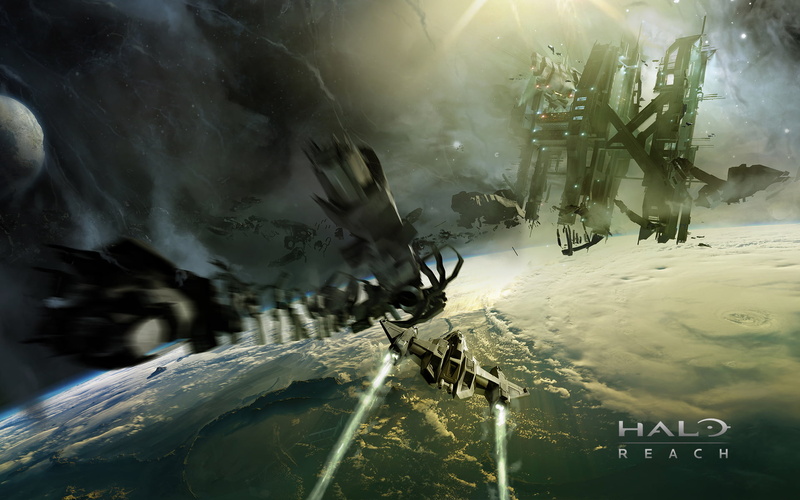 science fiction, ruins, Reach, digital art, Halo Reach, video game art, space, video games, 1080P, spaceship, Halo