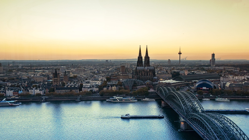 built structure, cityscape, sunset, nautical vessel, nature, dom, landmark, bridge - man made structure, bridge, transportation, no people, rhine river