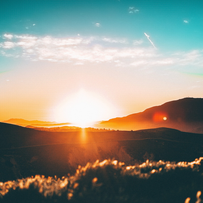 morning, no people, tranquility, mountain range, photo, environment, sunbeam, light - Natural Phenomenon, blue, lens flare, sky, mountain, orange Color