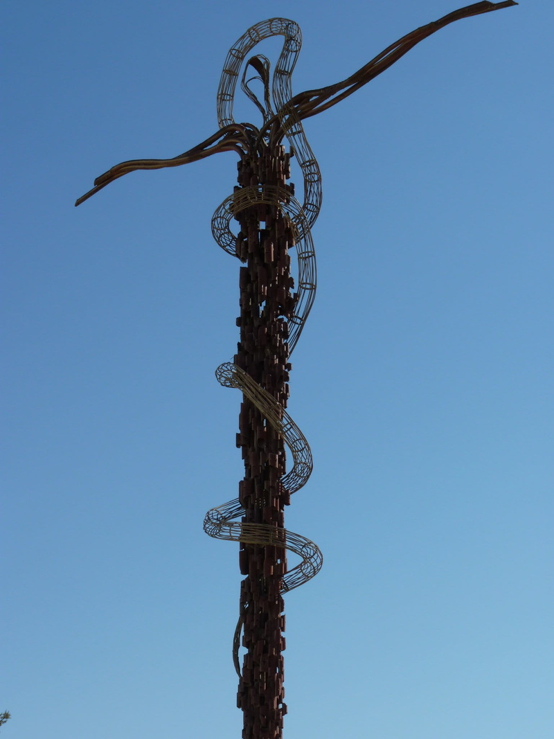 faith, blue, architecture, old, sky, art and craft, 1080P, tower, metal, middle east, Mount Nebo, nebo, pole, day, cross, copy space, power supply, clear sky