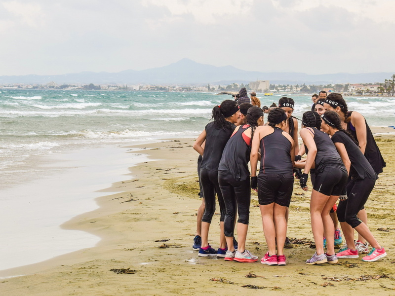 adult, black, full length, beach, team spirit, men, women, collaboration, standing, sky, nature, real people, cyprus, casual clothing, people, friendship