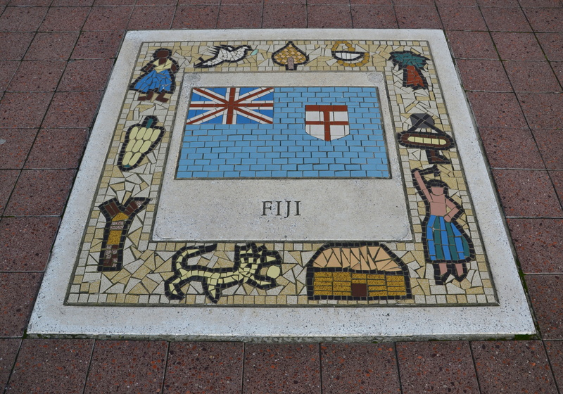 rugby, emblem, logo, outdoors, label, sidewalk, spirit, high angle view, team, blue, team emblem, activity, creativity, tiled floor, kick, football, tile