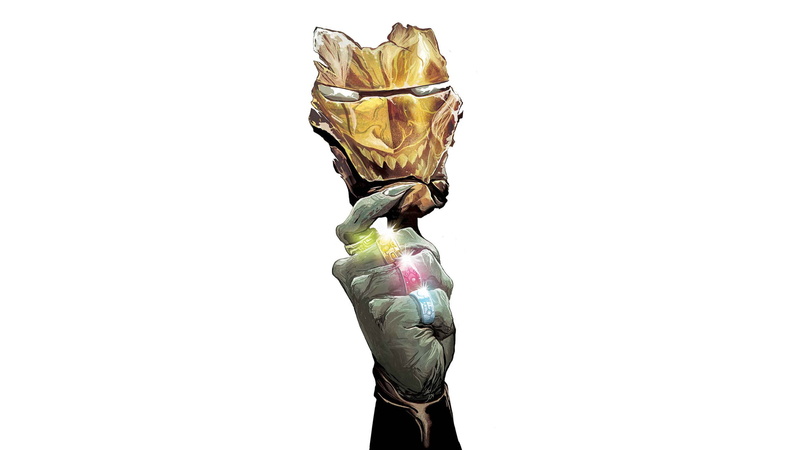 hand, white, cartoon/comic, 1080P, mask, man, hd, marvel, gold, iron, figurine