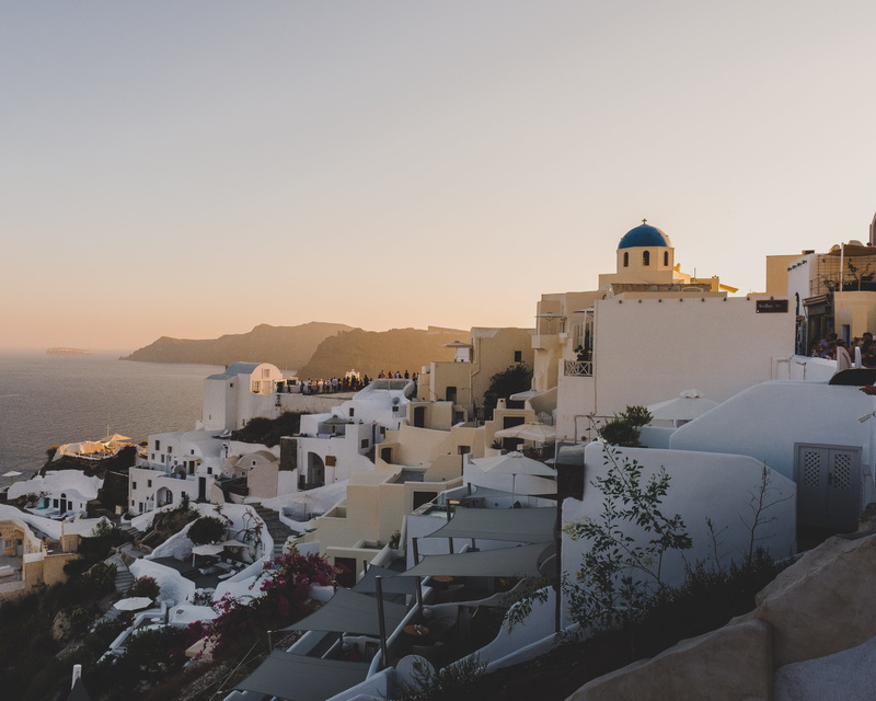 building exterior, houses, architecture, plant, residential district, sky, town, cityscape, santorini, ocean, townscape, nature, pottery, white, thera