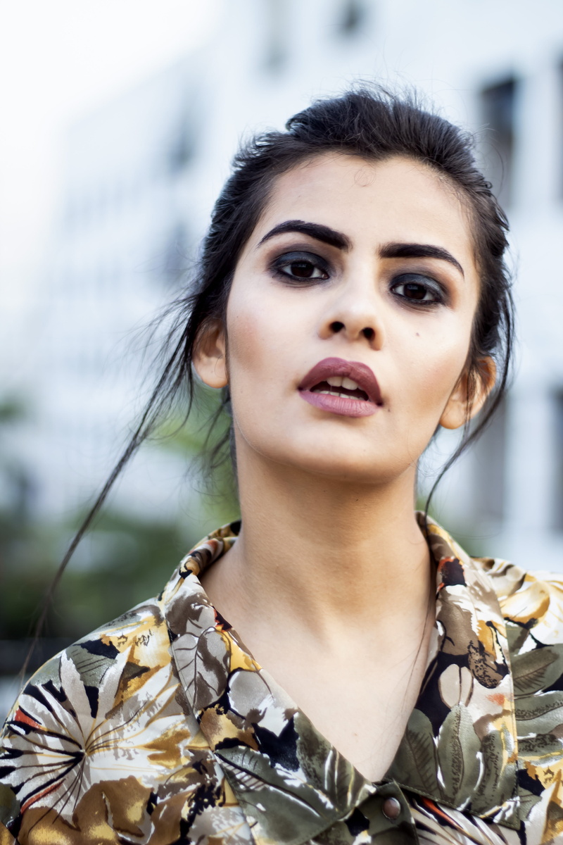 5K, beautiful woman, hairstyle, one person, looking at camera, close-up, contemplation, focus on foreground, front view, real people, chandigarh, portrait photography