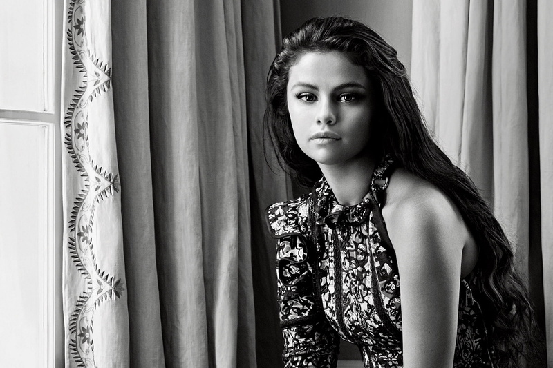 hairstyle, actress, singer, window, Liz Collins, black and white, Selena Gomez, curtains, dress, 2015, 1080P, photo, It, brunette