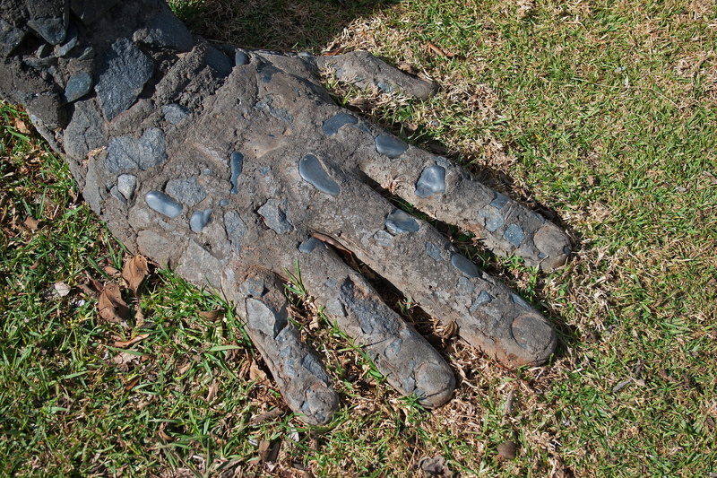 Male, close-up, reptile, one animal, Figure, outdoors, no people, solid, directly above, hand, lawn, field, Art, rock, Statue, 4K, rough, plant, high angle view