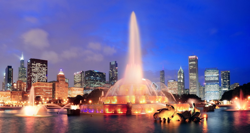 USA, 2K, outdoor, Illinois, fountain, Chicago, city