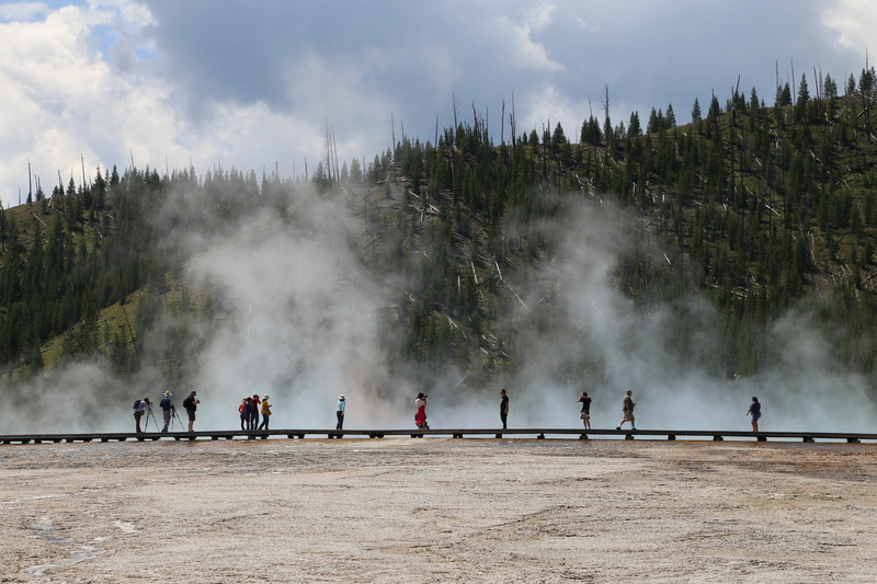 adult, midway, plant, scenery, united states, national park, crowd, men, lifestyles, women, group of people, leisure activity, nature, real people, we have a