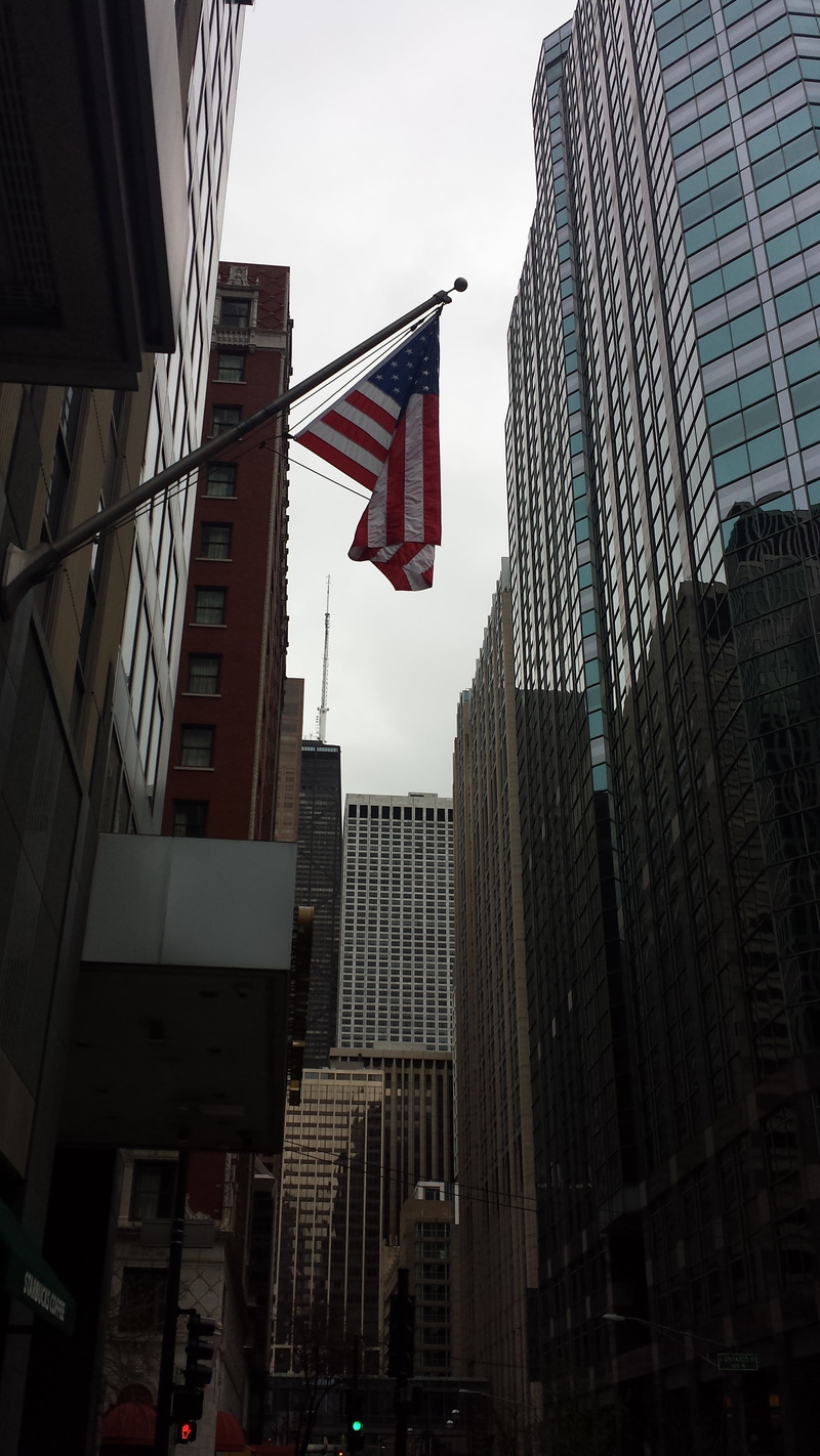 tall - high, office, financial district, new York State, illinois, office building exterior, urban Scene, stars and stripes, sky, outdoors, flag, patriotism