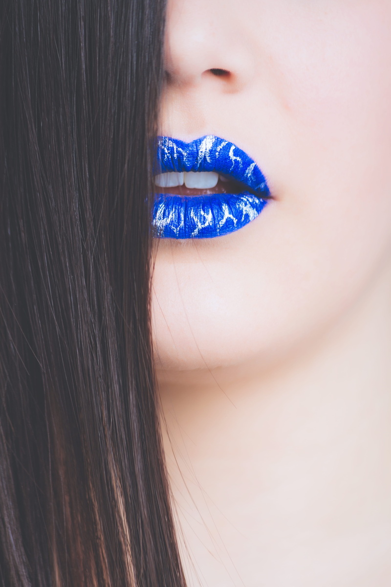 teenager, human lips, human mouth, blue, color, body part, hair, pose, young adult, human hair, adult, lipstick, fashion, stylish, make-up, 5K, women