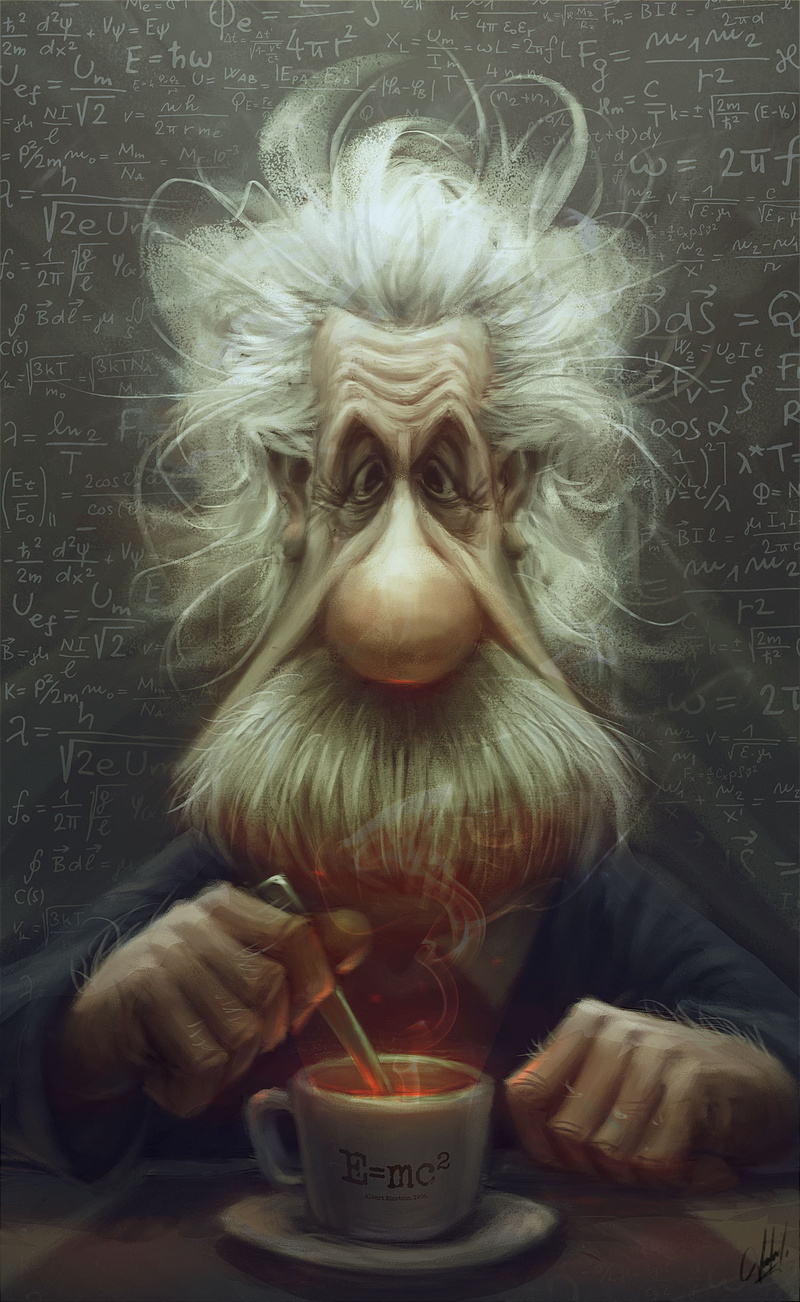Formula, Albert Einstein, Cartoon, Caricature, 2K