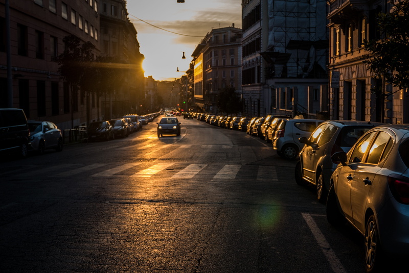Sunset, transportation, sky, mode of transportation, auto, Italy, vehicle, motor vehicle, incidental people, travel destinations, highway, cars, 4K, residential district
