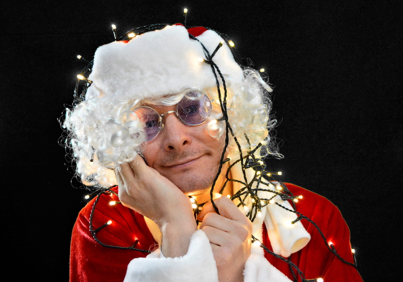 human face, headshot, women, comedy, lifestyles, 4K, festival, advent, black background, cold, christmas greeting, adult, looking at camera, santa claus