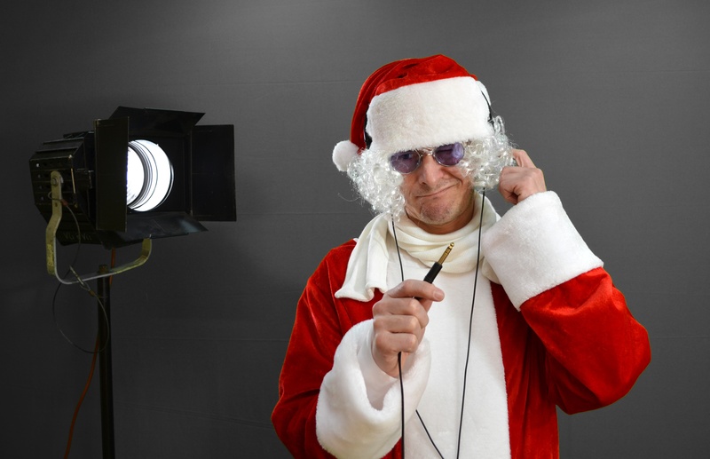 feast of love, holidays, santa hat, humor, nicholas, senior adult, comedy, holiday, studio shot, merry christmas, indoors, christmas time, spotlight, spot