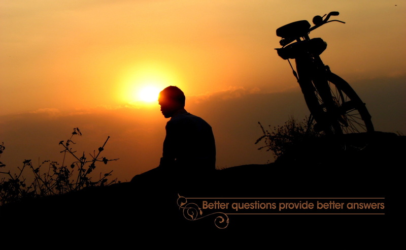 overlay, bicycle, nature, mode of transportation, land vehicle, Quote, orange color, Better, sunset, Questions, Answers, Provide, text, leisure activity