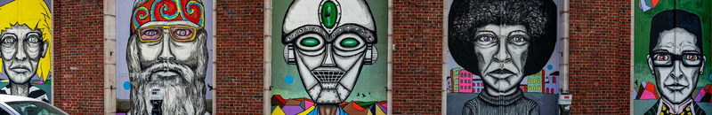 male likeness, creativity, street art, human representation, building exterior, panoramic, mural, travel destinations, representation, outdoors, low angle view