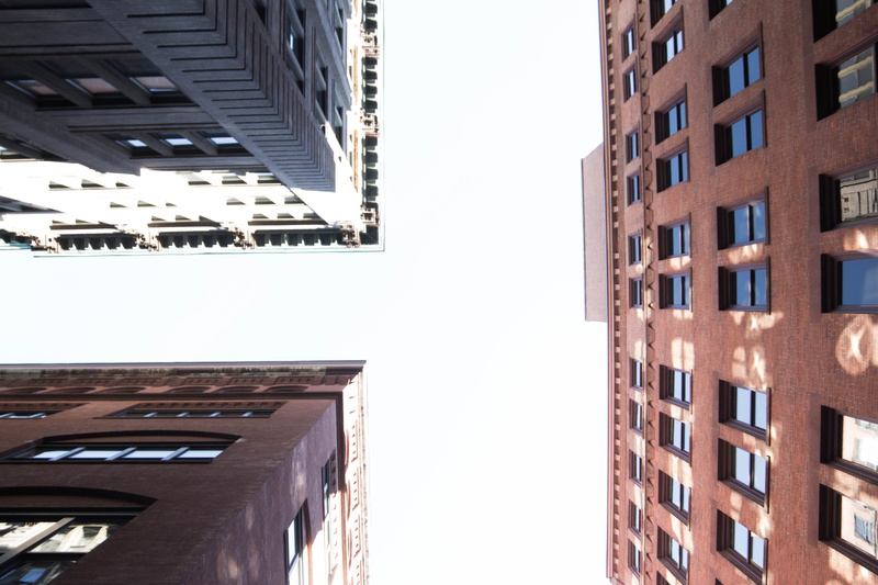 office, buildings, built structure, town, low angle view, urban, architecture, skyline, neighborhood, skyscraper, no people, tall - high, clear sky, building
