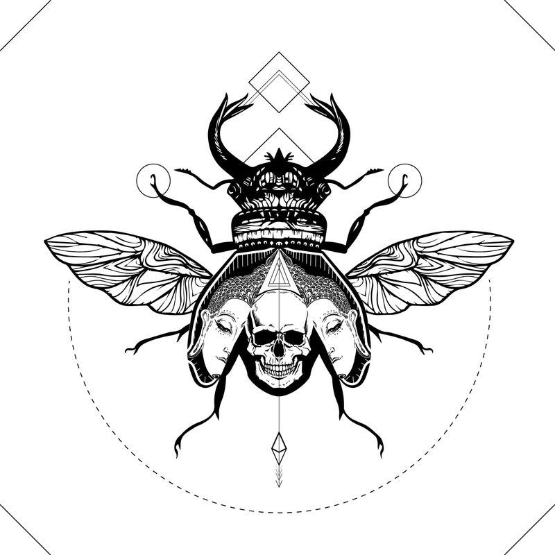 bug, 720P, illustration, skull