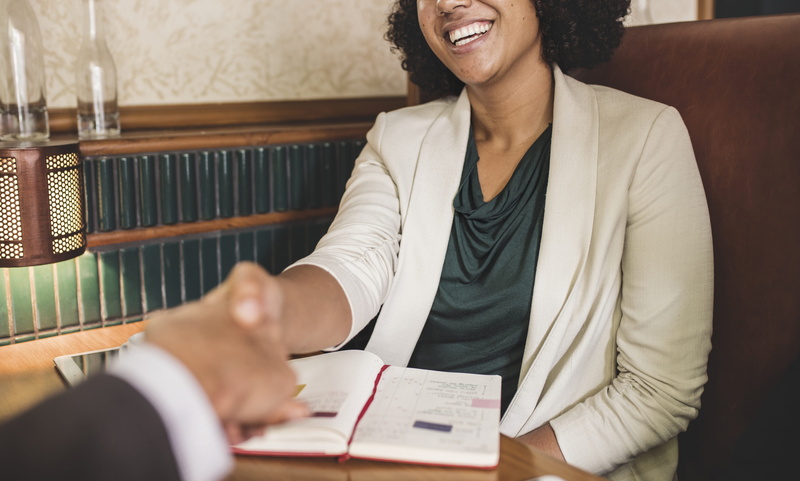 business deal, indoors, achievement, front view, congratulating, handshake, 4K, furniture, agreement, people, black, happiness, hands, man, holding hands