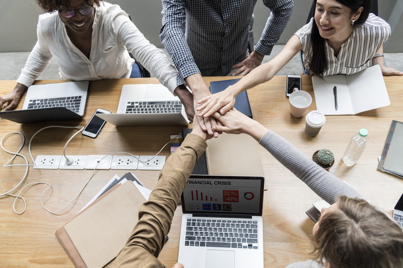 friendship, achievement, closeup, young men, agreement, business deal, young adult, office, technology, laptop, computer, group, men, 4K, business, using laptop