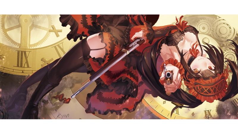event, auto post production filter, 1080P, clothing, traditional clothing, weapon, real people, transfer print, date a live, sword, Anime, tokisaki kurumi