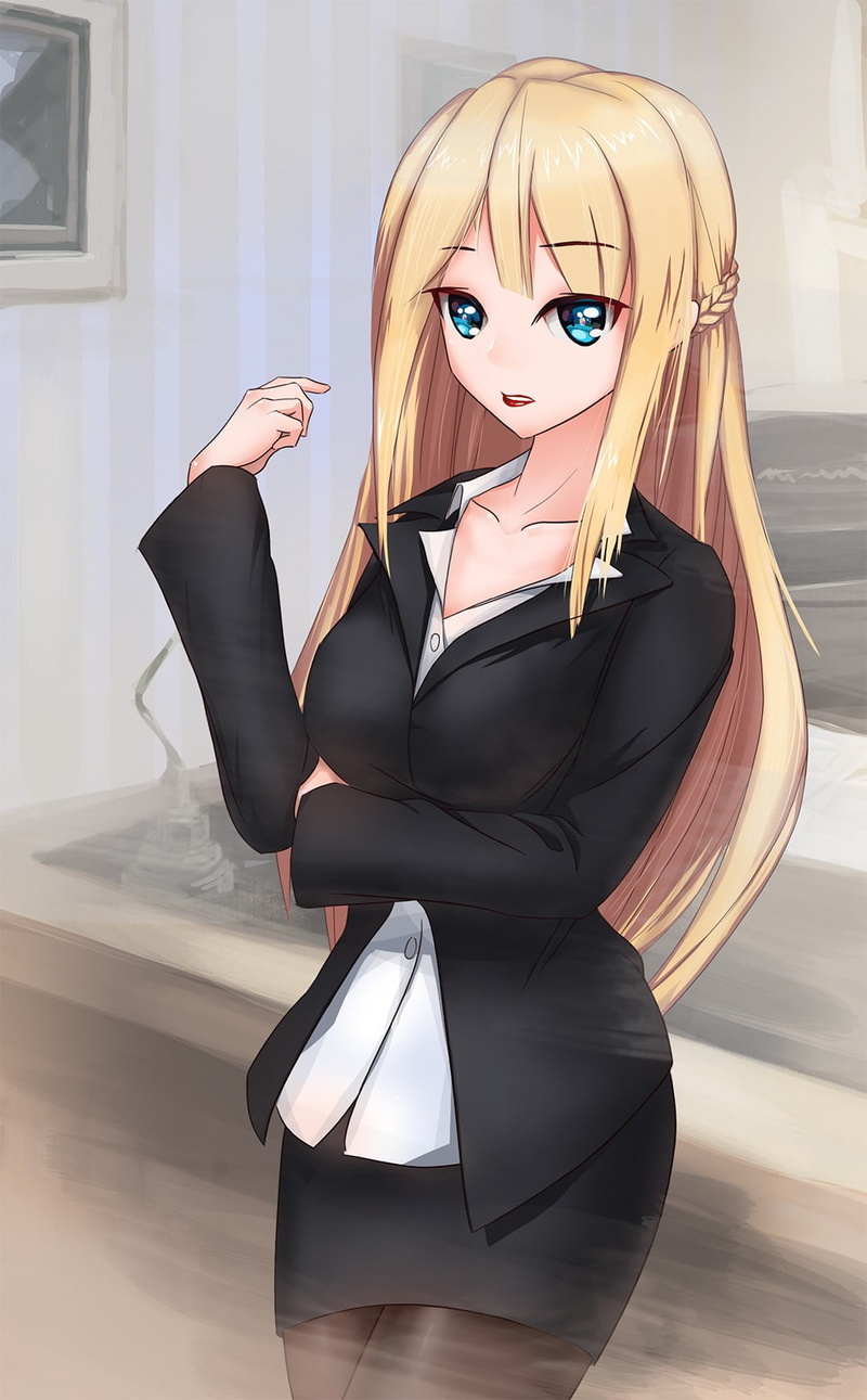 hairstyle, portrait, business finance and industry, blonde, indoors, beauty, young women, anime girls, one person, females, beautiful people, women, long hair