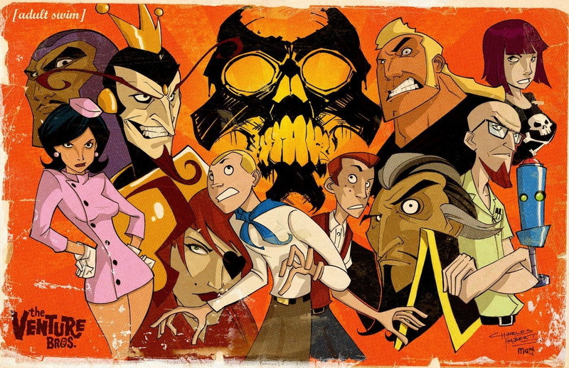 human representation, cartoon, no people, full frame, mural, indoors, male likeness, primate, creativity, craft, 720P, wall - building feature, the venture bros