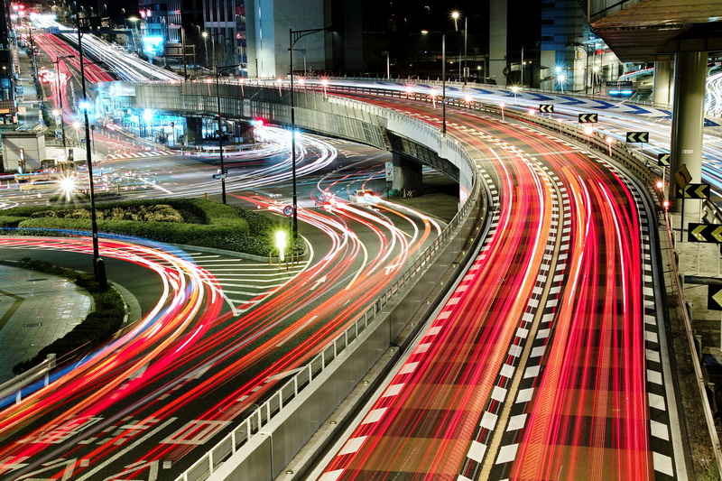 elevated Road, multiple Lane Highway, urban Road, downtown District, city Life, city Street, vehicles, light Trail, asia, night, abstract, hong Kong, highway
