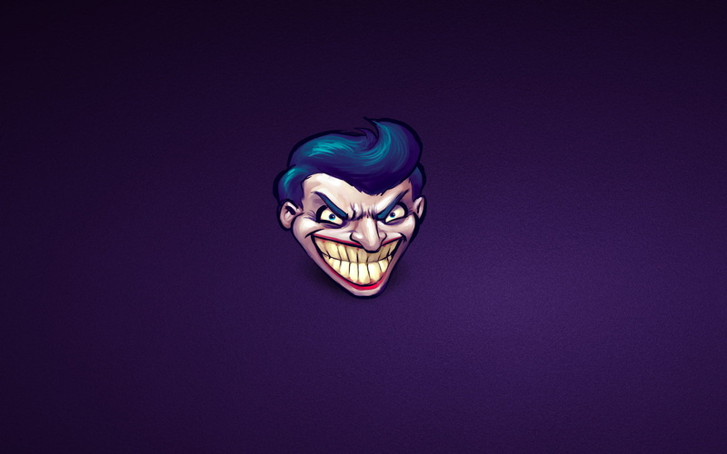 intellectual, minimalism, head, purple, Joker, mad, 1080P, Batman, smile, comic