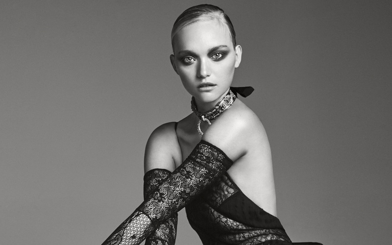 makeup, It, model, background, Georges Antoni, dress, 1080P, photoshoot, black and white, hairstyle, Gemma Ward, outfit, pose