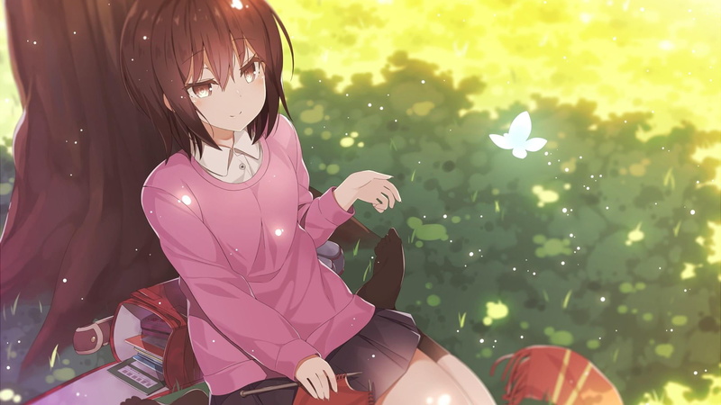 one person, leisure activity, day, 1080P, plant, pink color, celebration, three quarter length, anime, tree, lifestyles, nature, fashion, boku dake ga inai machi