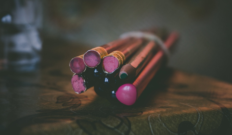 wellbeing, freshness, close-up, wood - material, pencils, pink color, table, 5K, no people, indulgence, focus on foreground, brown, food and drink, fruit