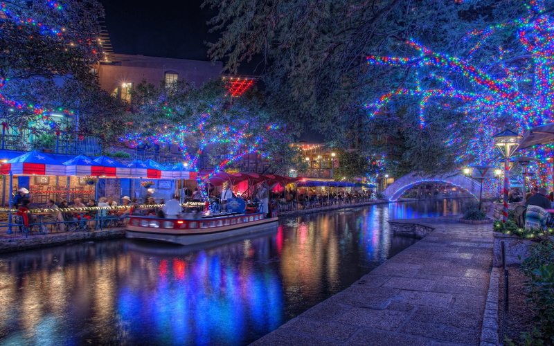 celebration, street Light, trees, canal, town, amsterdam, travel, winter, restaurant, reflection, holiday, christmas, illuminated, dusk, cultures, painting