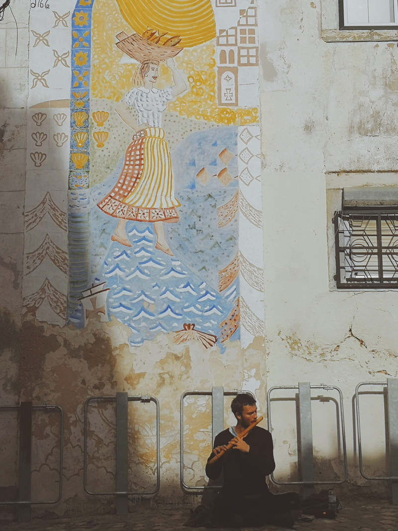 mid adult, front view, window, painting, lisboa, women, home decor, lisbon, banister, sitting, electric lamp, indoors, monk, architecture, lifestyles, wall - building feature