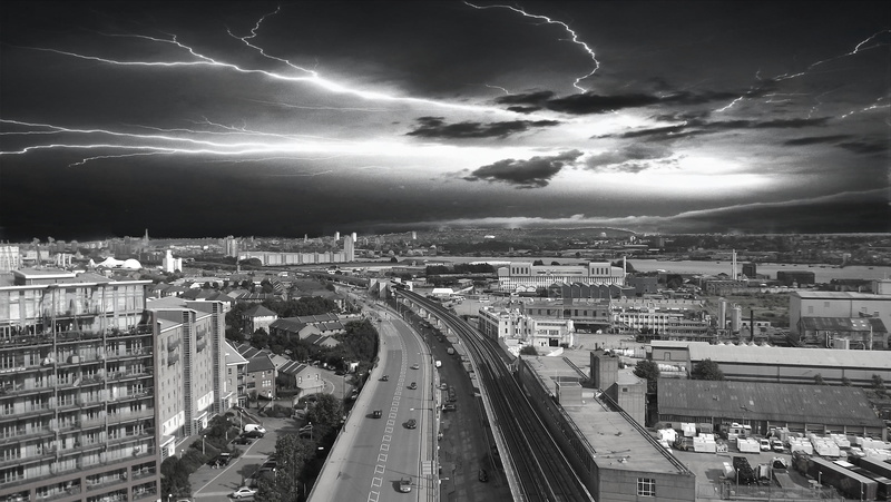cityscape, building exterior, highway, 4K, nature, city, skyline, power in nature, architecture, outdoors, high angle view, no people, building, city life