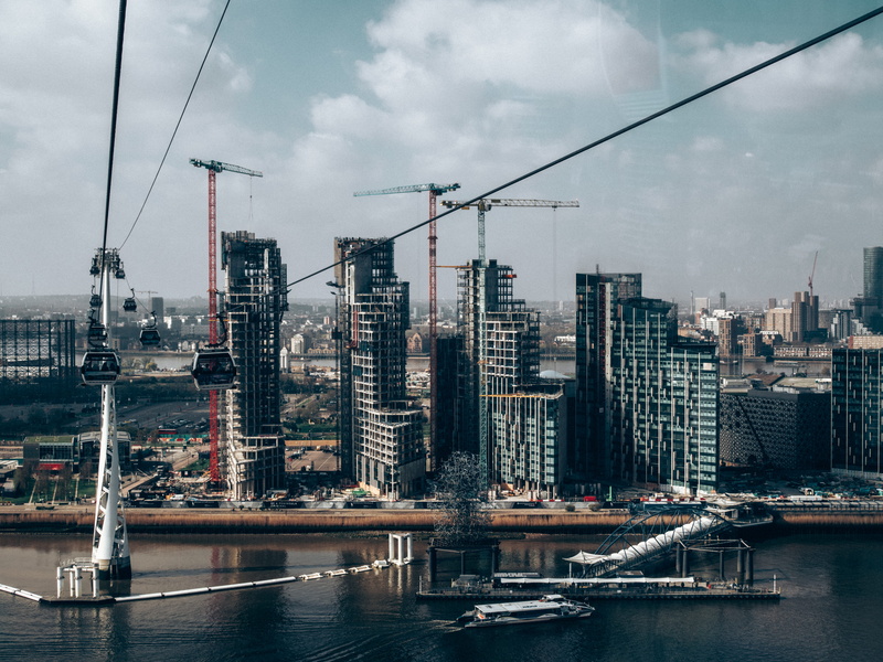 building, no people, cloud - sky, built structure, construction site, highline, east, birdview, greyish, sailboat, day, architecture, transportation, outdoors