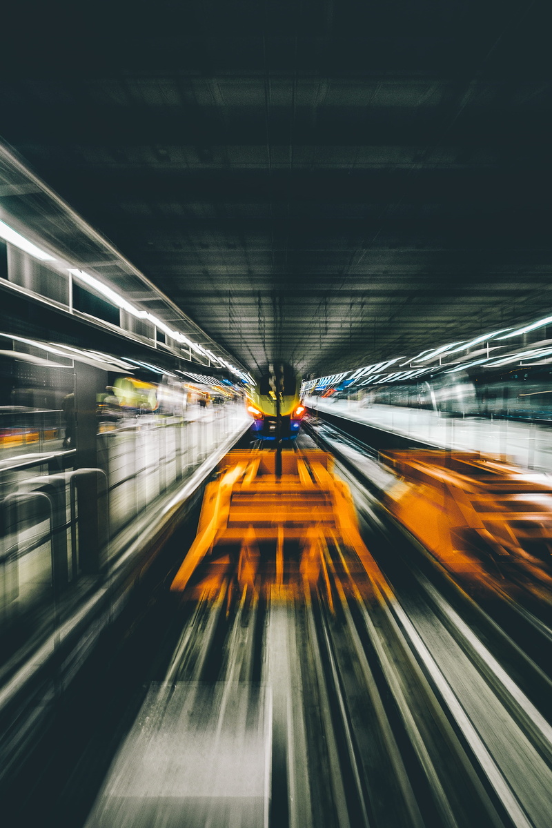 movement, moving walkway, motion, transport, on the move, train - vehicle, the way forward, travel, diminishing perspective, direction, public transportation