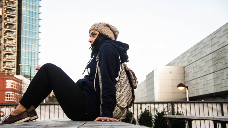 back, beautiful woman, winter, architecture, student, box, moddy, hat, emotional, emotion, hoxton, woman, asian, real people, leisure activity, 4K, contemplation