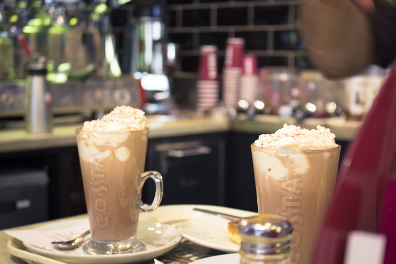 sweet, food, drinking glass, london, close-up, freshness, business, temptation, crockery, food and drink, uk, sweet food, drink, shoreditch, costa, table