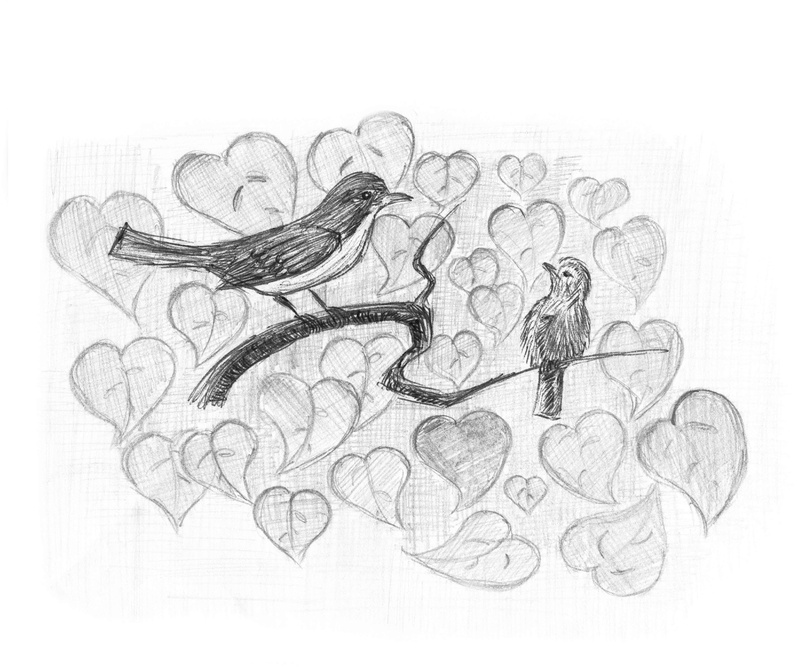 handwork, arts culture and entertainment, white color, care, decoration, bird, gray, drawn, creative, nature, graphic, close-up, im, forest, sketch, chick