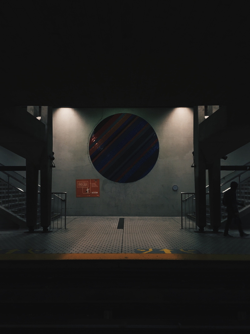 lighting equipment, absence, inside, railroad track, underground, ceiling, tube, dark, transportation, silhouette, building, track, train, built structure