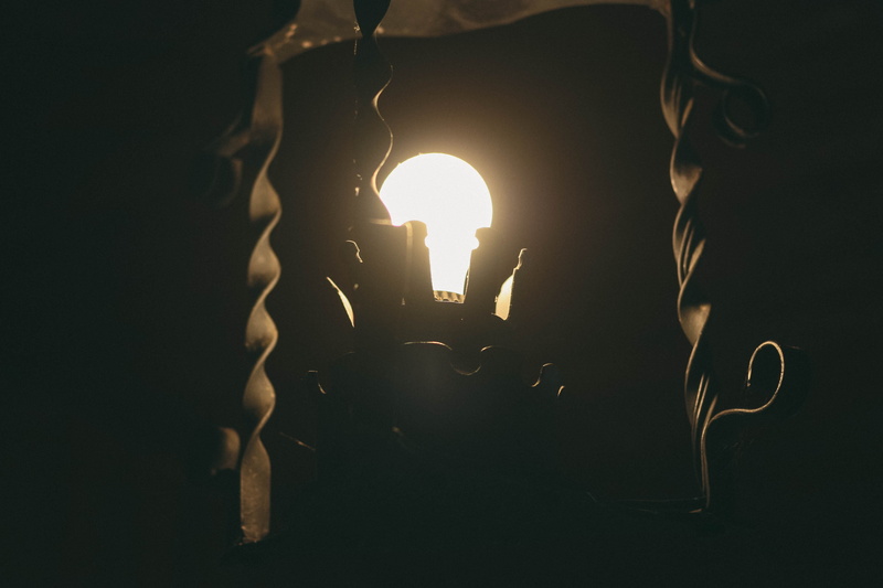 fire - natural phenomenon, dark, bulb, cabin, close-up, illuminated, candle, black background, united states, tishomingo, women, iron, fixture, 4K, indoors
