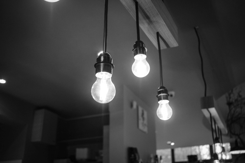 technology, illuminated, light bulb, light - natural phenomenon, interior design, electric light, black and white, in a row, electric lamp, dark, monochrome