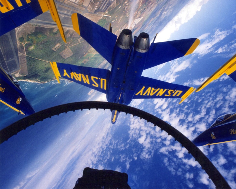 blue, architecture, cockpit view, 1080P, transportation, aircraft, up close, sky, cloud - sky, us navy, built structure, outdoors, blue angels, nature